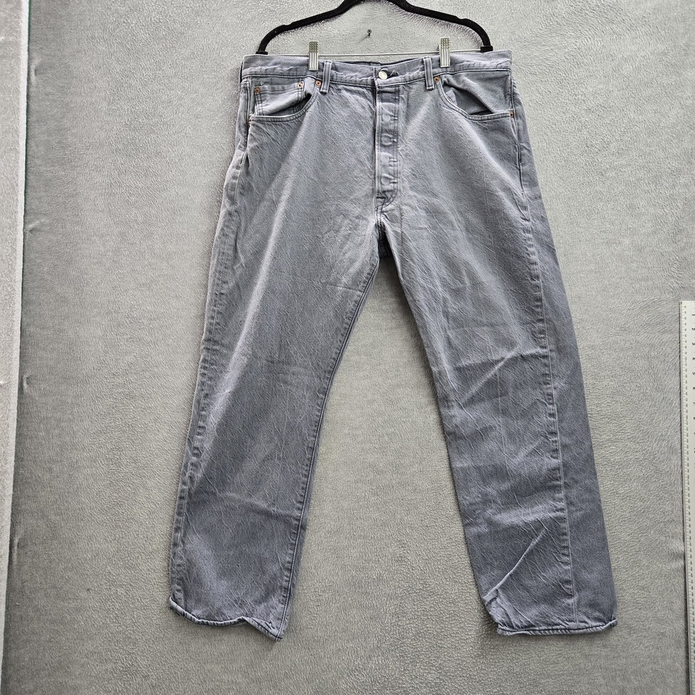 Levi's 501 Men Jeans 40X32 Gray Denim White Oak Cone Denim 28" Inseam Logo